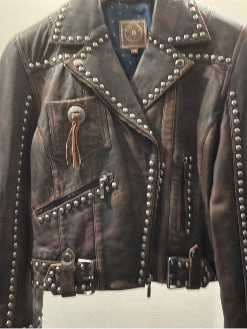 Double D Ranch Open Range Studded Leather Jacket with Conchos RTL $1295 XS NWT - Picture 12 of 16